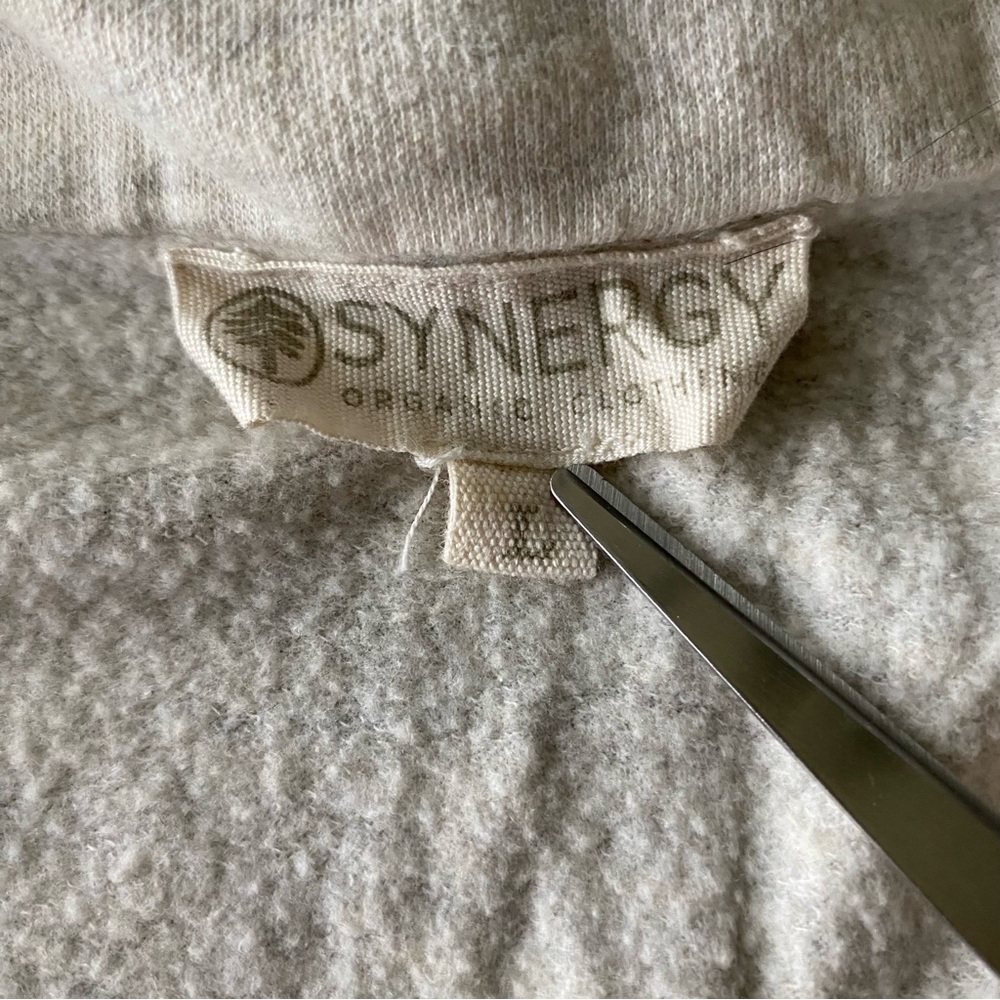 Synergy Organic Half Zip Pullover Sweatshirt Beige Organic Cotton Size L Granola - Picture 3 of 8